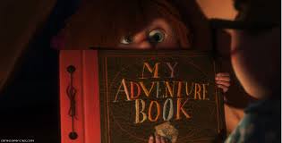Ellie makes her books as a child to keep track of all the adventures she wants to have. Like going to South America, "It's like America, but South." I was instantly in love with her and her scrapbook.