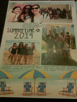 Sorry for the dark quality. These are pictures from this summer, which I pasted onto this beachy stationary my roommate had lying around. 